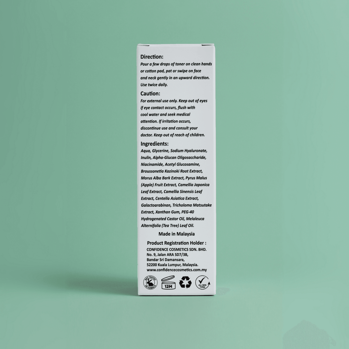 Hydrate & Brighten Essence Toner with Green Tea - Confidence Cosmetics