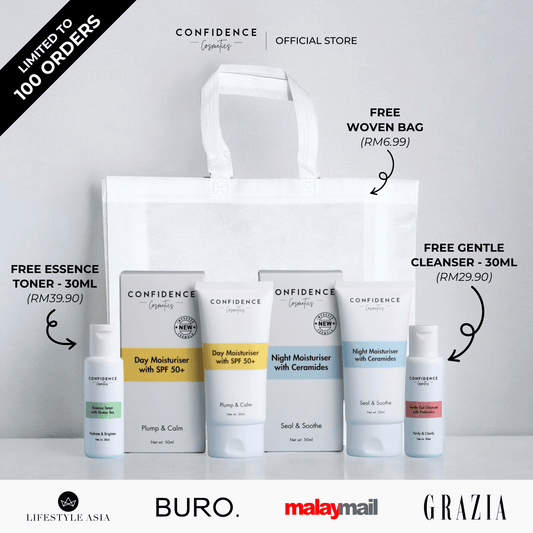 SPECIAL : The Saver Duo + FREE Minis (Gentle Cleanser & Essence Toner) + Free Woven Bag - Confidence Cosmetics 